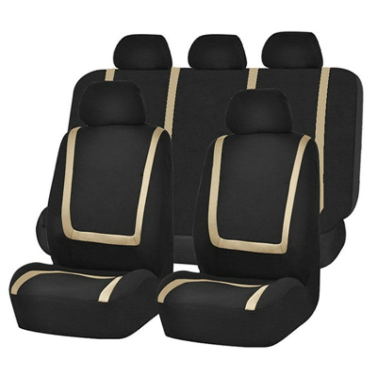 Universal Car Seat Cover Polyester Fabric Automobile Seat Covers Car Seat Cover Vehicle Seat Protector Interior Accessories 9pcs Set Beige - Seat Accessories by PMC TechLife | Online Shopping South Africa | PMC TechLife | Buy Now Pay Later Mobicred