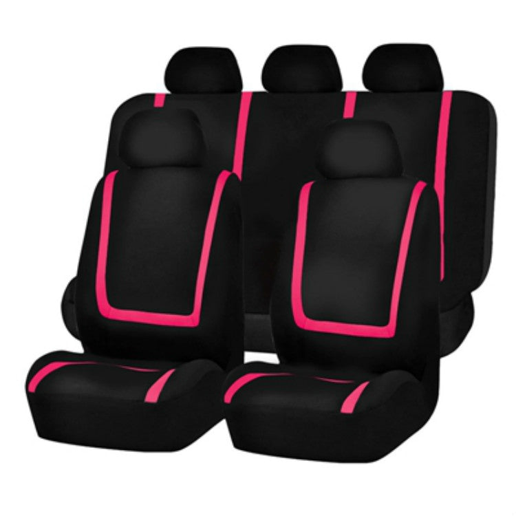 Universal Car Seat Cover Polyester Fabric Automobile Seat Covers Car Seat Cover Vehicle Seat Protector Interior Accessories 9pcs Set Pink - Seat Accessories by PMC TechLife | Online Shopping South Africa | PMC TechLife | Buy Now Pay Later Mobicred