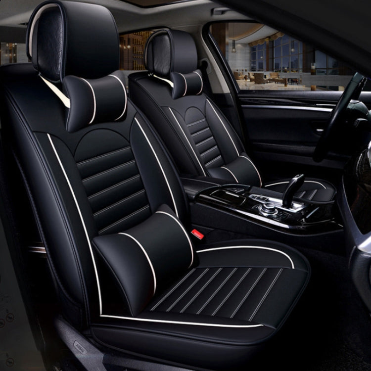 Universal PU Leather Car Seat Cover Black White Deluxe - Seat Accessories by PMC TechLife | Online Shopping South Africa | PMC TechLife | Buy Now Pay Later Mobicred
