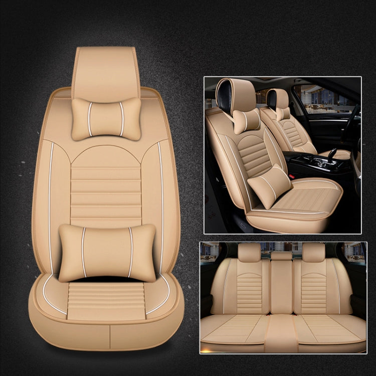 Universal PU Leather Car Seat Cover Beige Deluxe - Seat Accessories by PMC TechLife | Online Shopping South Africa | PMC TechLife | Buy Now Pay Later Mobicred