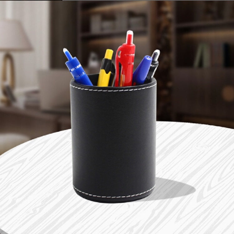 Faux Leather Leather Penholder Desk Supplies Organizer(Black) - Pen Holder by PMC TechLife | Online Shopping South Africa | PMC TechLife | Buy Now Pay Later Mobicred