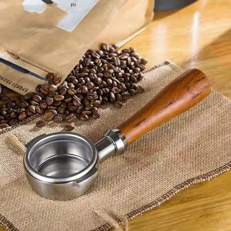 Stainless Steel Coffee Machine Filter Bracket Coffee Bottomless Wooden Handle - free shipping - PMC TechLife - Order now!