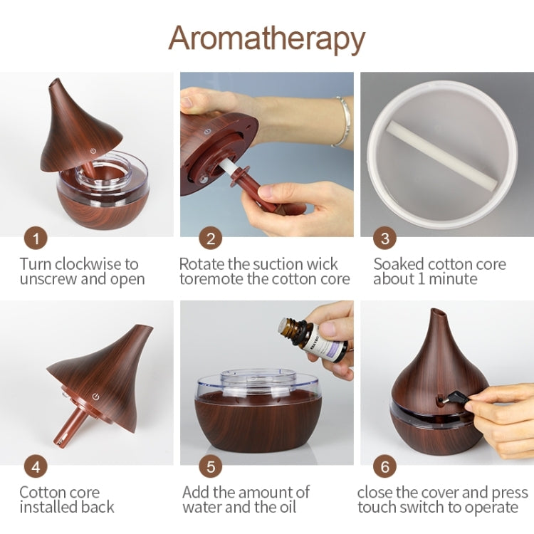 300ml USB Electric Aroma Air Diffuser Wood Ultrasonic Air Humidifier Essential Oil Aromatherapy Cool Mist Maker(Flat Mouth Deep Wood Grain) - free shipping - PMC TechLife - Order now!