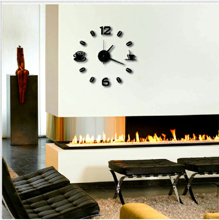 ISHOWTIENDA Fashion Acrylic DIY Coffee Cup Self Adhesive Interior Wall Creative Decoration Clock Mute Clock Stickers Muraux Wall Clock(Black) - Wall Clock by PMc TechLife | Online Shopping South Africa | PMc TechLife | Buy Now Pay Later Mobicred