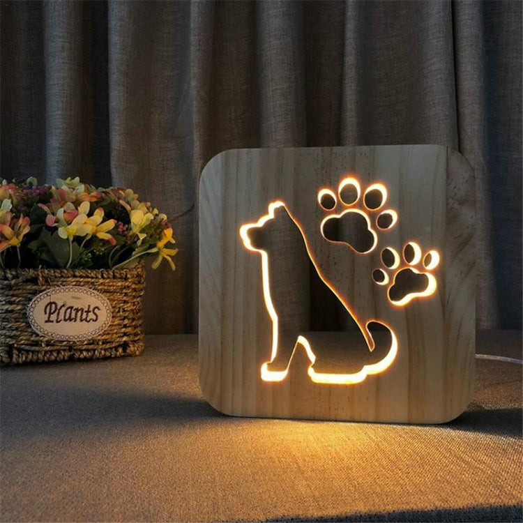 Creative Shape Wooden Night Lamp Bedroom Decoration Warm Light LED(Dog) - Novelty Lighting by PMC TechLife | Online Shopping South Africa | PMC TechLife | Buy Now Pay Later Mobicred