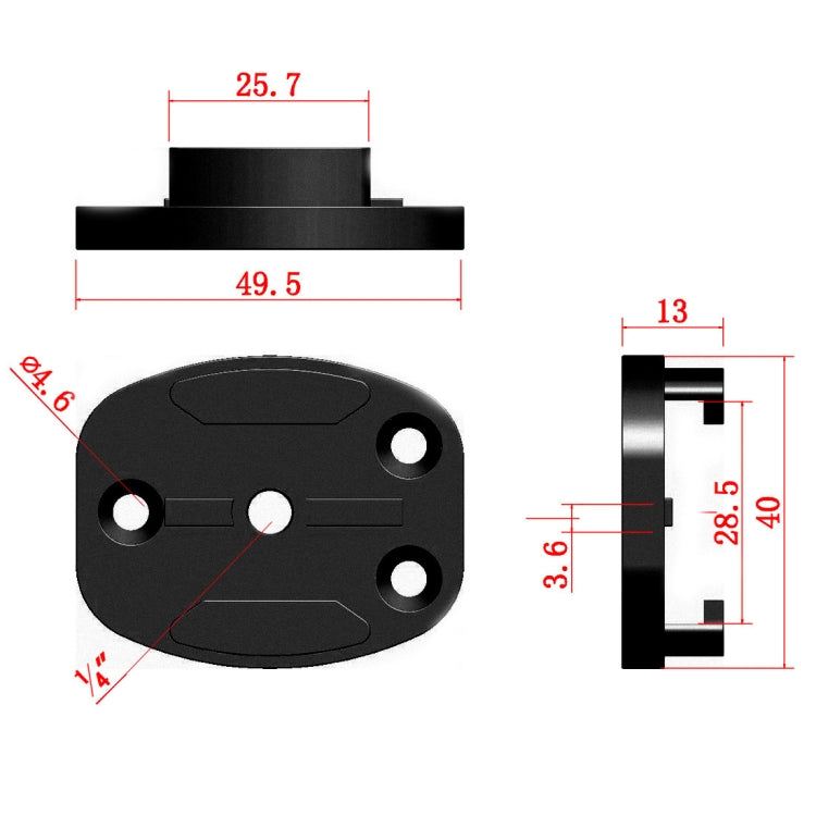 4 Holes Aluminum Quick Release Tripod Mount Base For Sports Camera, Color: Black - Helmet Mount by PMC TechLife | Online Shopping South Africa | PMC TechLife | Buy Now Pay Later Mobicred