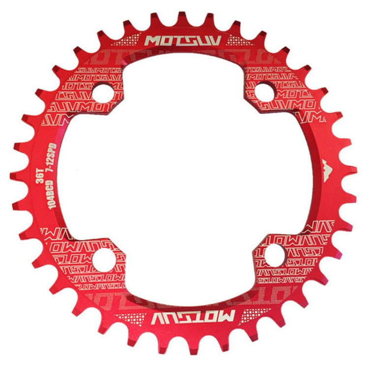 MOTSUV Narrow Wide Chainring MTB  Bicycle 104BCD Tooth Plate Parts(Red) - Bicycle Brake Parts by MOTSUV | Online Shopping South Africa | PMC TechLife | Buy Now Pay Later Mobicred