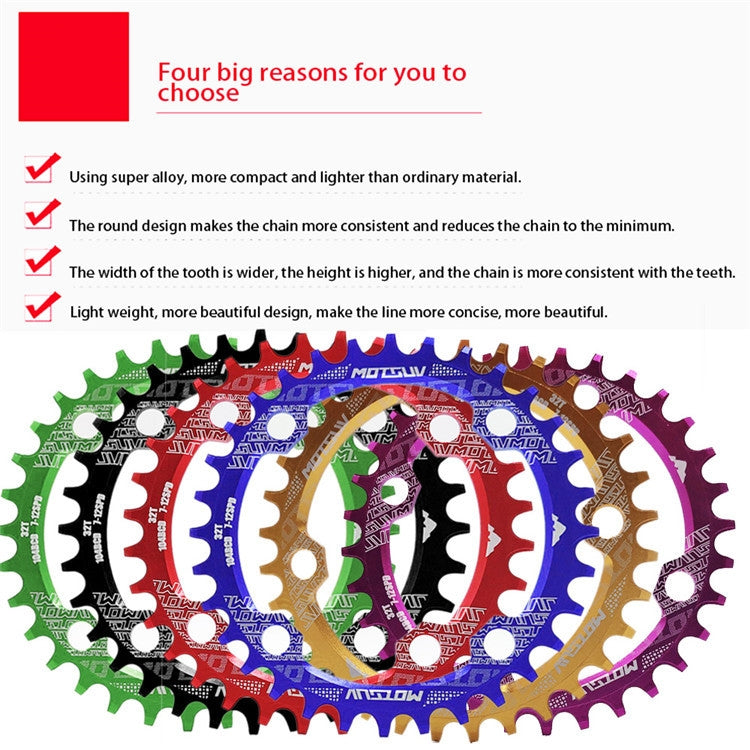 MOTSUV Narrow Wide Chainring MTB  Bicycle 104BCD Tooth Plate Parts(Red) - Bicycle Brake Parts by MOTSUV | Online Shopping South Africa | PMC TechLife | Buy Now Pay Later Mobicred
