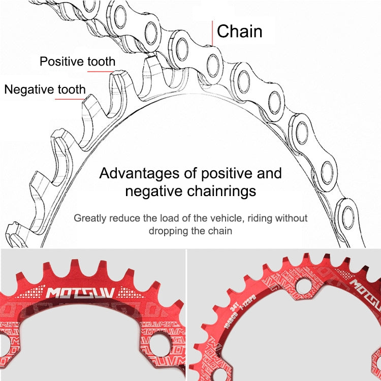 MOTSUV Narrow Wide Chainring MTB  Bicycle 104BCD Tooth Plate Parts(Yellow) - Bicycle Brake Parts by PMC TechLife | Online Shopping South Africa | PMC TechLife | Buy Now Pay Later Mobicred