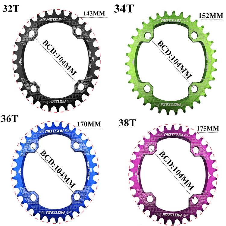 MOTSUV Narrow Wide Chainring MTB  Bicycle 104BCD Tooth Plate Parts(Black) - Bicycle Brake Parts by PMC TechLife | Online Shopping South Africa | PMC TechLife | Buy Now Pay Later Mobicred