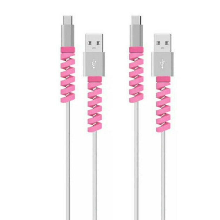 4pcs Spiral Style Silicone Data Cable Protective Cover Anti-wire Break Winder(Pink) - Cable Organizer by PMC Jewellery | Online Shopping South Africa | PMC Jewellery | Buy Now Pay Later Mobicred