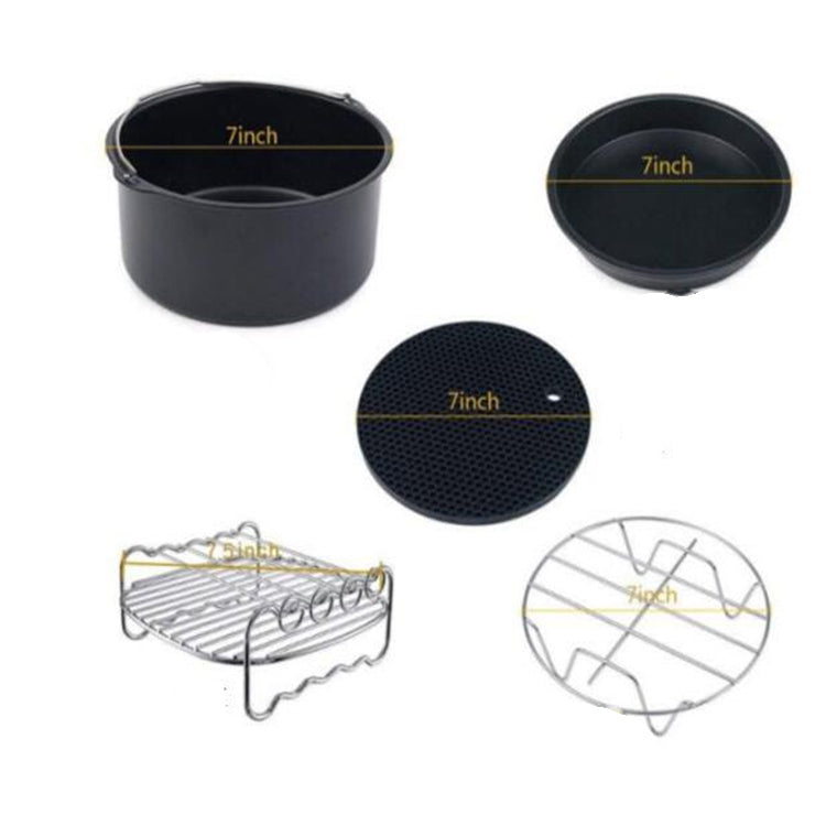7 in 1 Air Fryer Accessories 7-piece Set for 3.5-5.8QT Type of Baking Basket Double-layer Grill(Black) - free shipping - PMC TechLife - Order now!