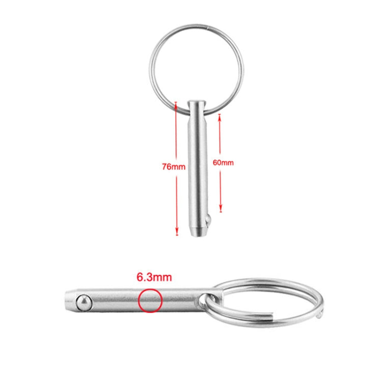 Boat Accessories 316 Stainless Steel Ball Pin Quick Release And Quick Release Safety Pin Spring Steel Ball Pin, Size: 6.3x76mm - Marine Accessories & Parts by PMC TechLife | Online Shopping South Africa | PMC TechLife | Buy Now Pay Later Mobicred