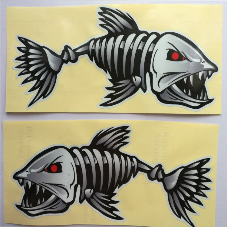 10 PCS Horror Skeleton Shark Fishing Daren Cover Scratch Reflective Waterproof Personality Body Sticker 25*13cm - free shipping - PMC TechLife - Order now!