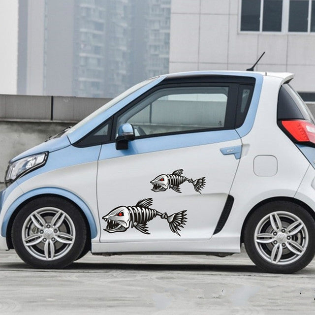 10 PCS Horror Skeleton Shark Fishing Daren Cover Scratch Reflective Waterproof Personality Body Sticker 25*13cm - free shipping - PMC TechLife - Order now!