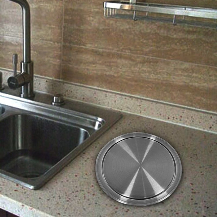 Embedded Type Stainless Steel Swing Cover Flip Kitchen Countertop Trash Can Lid  Cap, Size:Round Drawing 20cm Diameter(Silver) - free shipping - PMC TechLife - Order now!