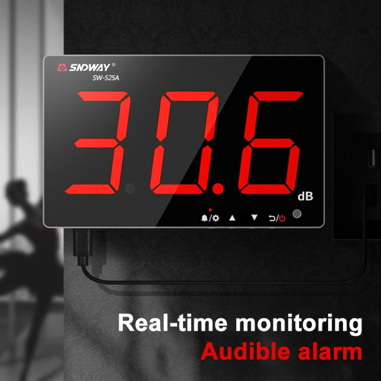 SNDWAY Wall-mounted 30~130dB Large Screen Digital Display Noise Decibel Monitoring Testers, Specification:SW525B with Storage + USB - free shipping - PMC Jewellery - Order now!