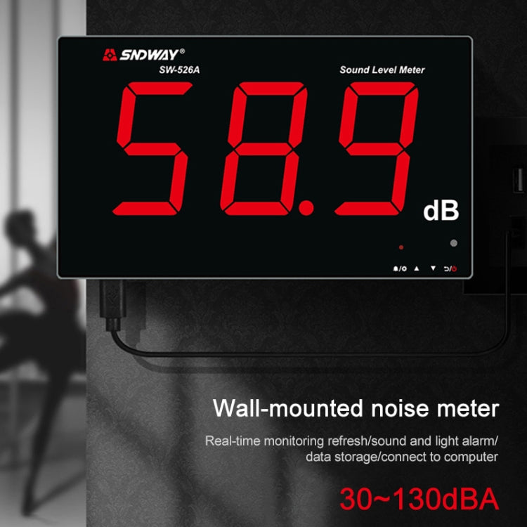 SNDWAY Wall-mounted 30~130dB Large Screen Digital Display Noise Decibel Monitoring Testers, Specification:SW526A 18 inch Display - free shipping - PMC Jewellery - Order now!