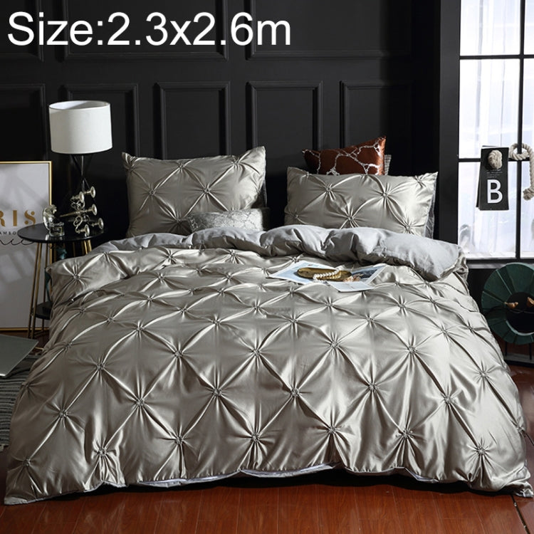 Washed Silk Flower Quilt Cover Bed Linings, Size:2.3x2.6m Three Piece Set(Silver Grey) - Bedding by PMC TechLife | Online Shopping South Africa | PMC TechLife