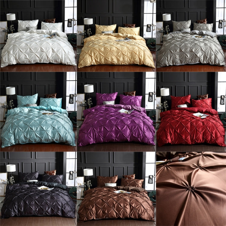 Washed Silk Flower Quilt Cover Bed Linings, Size:2.3x2.6m Three Piece Set(Silver Grey) - Bedding by PMC TechLife | Online Shopping South Africa | PMC TechLife