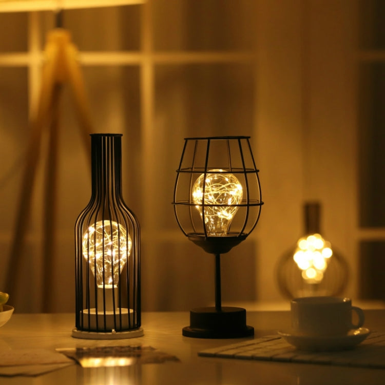 Retro Classic Iron Art LED Table Lamp Reading Lamp Night Light Bedroom Lamp Desk Lighting Home Decoration, Lampshade Style:Red ���ine Glass + Red ���ine Bottle - Night Lights by PMC TechLife | Online Shopping South Africa | PMC TechLife | Buy Now Pay Later Mobicred