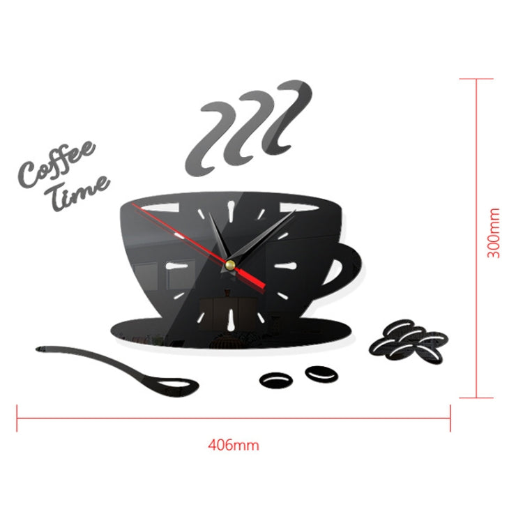 Home DIY 3D Stereo Decorative Fashion Coffee Wall Clock Acrylic Mirror Wall Sticker Coffee Clock(Black) - DIY Clocks by PMc TechLife | Online Shopping South Africa | PMc TechLife | Buy Now Pay Later Mobicred