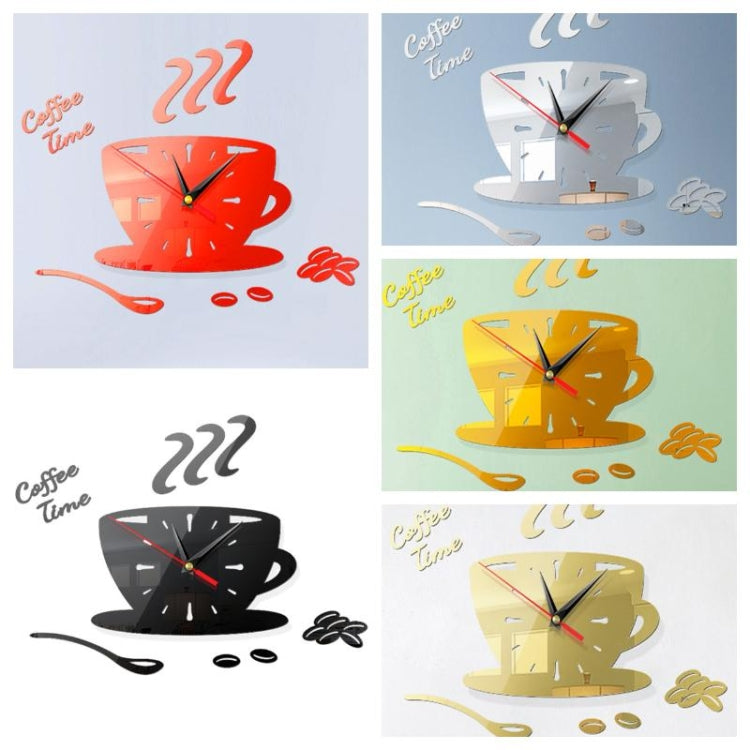 Home DIY 3D Stereo Decorative Fashion Coffee Wall Clock Acrylic Mirror Wall Sticker Coffee Clock(Black) - DIY Clocks by PMc TechLife | Online Shopping South Africa | PMc TechLife | Buy Now Pay Later Mobicred