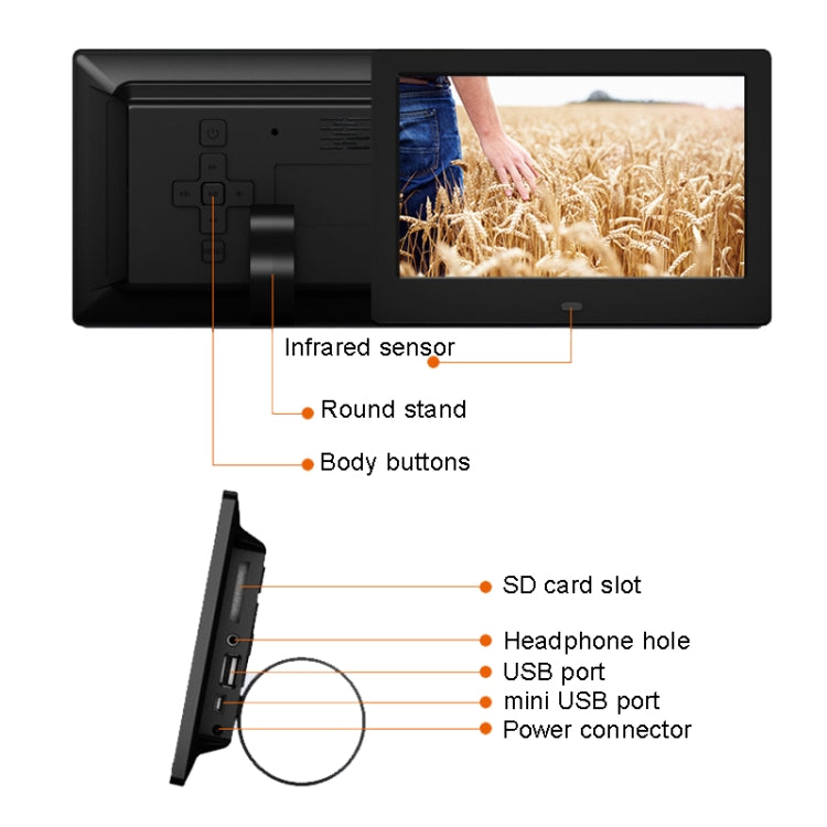 DPF-706-2.4G 7 inch Digital Photo Frame LED Wall Mounted Advertising Machine, Plug:AU Plug(Black) - 1.5-7.0 inch by PMC TechLife | Online Shopping South Africa | PMC TechLife | Buy Now Pay Later Mobicred