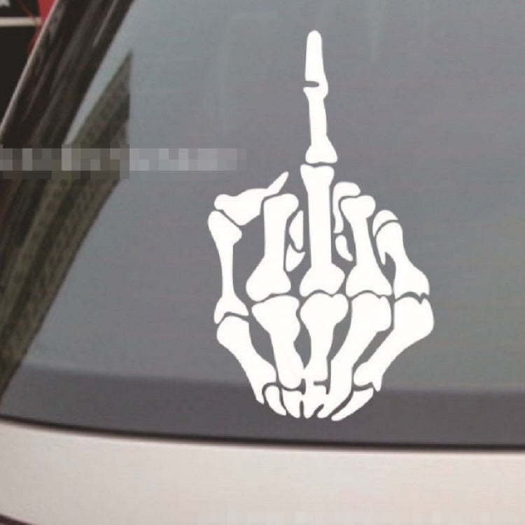 10 PCS Anti-High Beam Car Sticker Middle Finger Despise Reflective Car Sticker Bones Motorcycle Sticker(White) - free shipping - PMC TechLife - Order now!