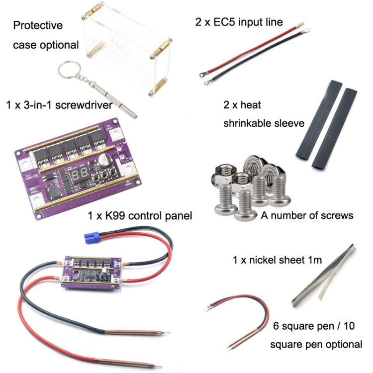 Start Treasure Version 12V Digital Display DIY Battery Spot Welding Machine Pen Control, Style:10 Square Pen - Others by PMC TechLife | Online Shopping South Africa | PMC TechLife | Buy Now Pay Later Mobicred