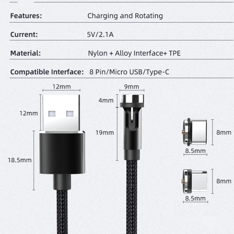 CC56 8Pin Magnetic Interface Dust Plug Rotating Data Charging Cable, Cbale Length: 2m(Silver) - free shipping - PMC Jewellery - Order now!