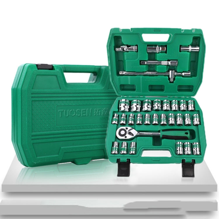 TUOSEN 32 In 1 Sleeve Combination Tool Auto Repair Tool Casing Wrench Set, Style:Green Belt - Hand Tool Sets by PMC TechLife | Online Shopping South Africa | PMC TechLife | Buy Now Pay Later Mobicred