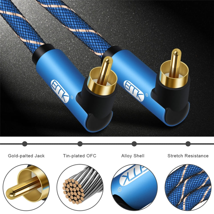 EMK Dual 90-Degree Male To Male Nylon Braided Audio Cable, Cable Length:0.5m(Blue) - Audio Optical Cables by EMK | Online Shopping South Africa | PMC TechLife | Buy Now Pay Later Mobicred