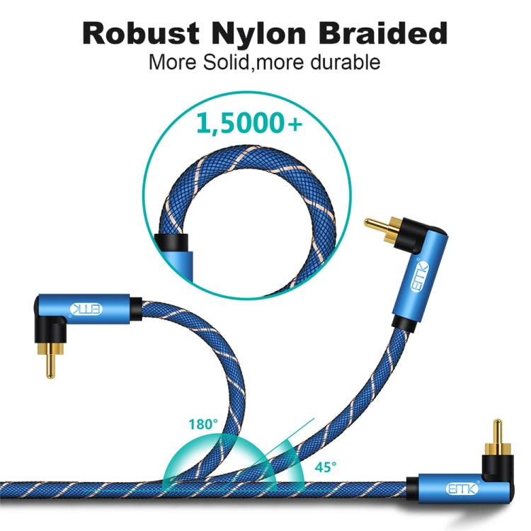 EMK Dual 90-Degree Male To Male Nylon Braided Audio Cable, Cable Length:0.5m(Blue) - Audio Optical Cables by EMK | Online Shopping South Africa | PMC TechLife | Buy Now Pay Later Mobicred
