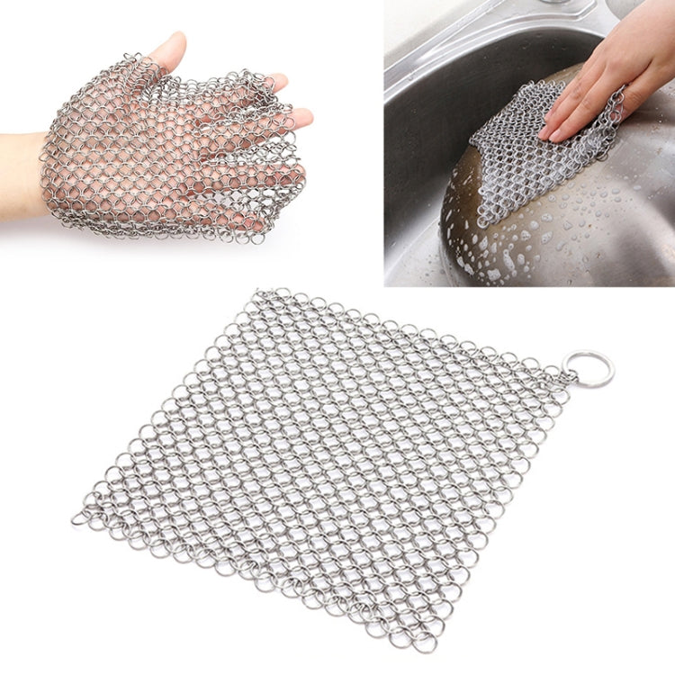 Stainless Steel Square Cast Iron Cleaner Pot Brush Scrubber Home Cookware Kitchen Cleaning Tool, Size:4��4inch - Cleaning Tools by PMC TechLife | Online Shopping South Africa | PMC TechLife