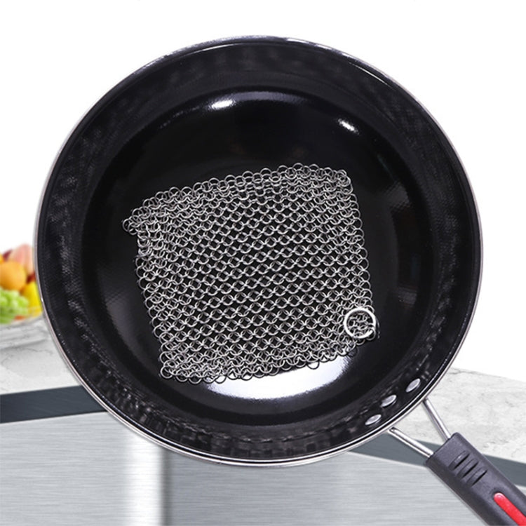 Stainless Steel Square Cast Iron Cleaner Pot Brush Scrubber Home Cookware Kitchen Cleaning Tool, Size:4��4inch - Cleaning Tools by PMC TechLife | Online Shopping South Africa | PMC TechLife