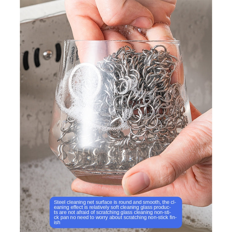 Stainless Steel Square Cast Iron Cleaner Pot Brush Scrubber Home Cookware Kitchen Cleaning Tool, Size:4��4inch - Cleaning Tools by PMC TechLife | Online Shopping South Africa | PMC TechLife