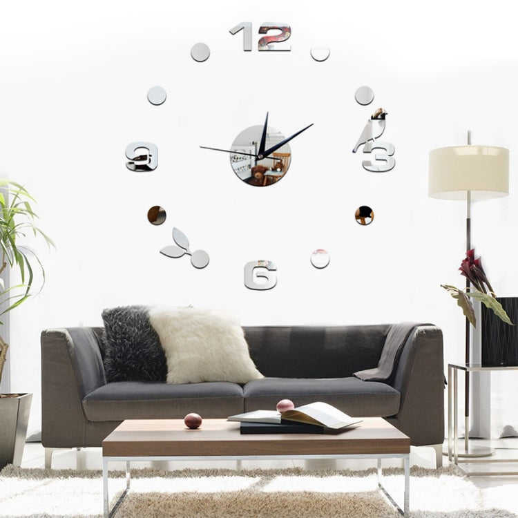Art Wall Clock Background Wall Stickers TV Wall Stickers 3D Bird Leaves Wall Clock Home Accessories(Silver) - Wall Clock by PMc TechLife | Online Shopping South Africa | PMc TechLife | Buy Now Pay Later Mobicred