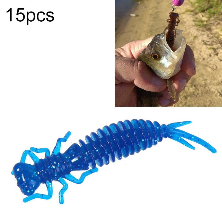 15 PCS 8-color Larvae Silicone Soft Bait Lure Bait, Size:75MM(Blue) - Fishing Lures by PMC TechLife | Online Shopping South Africa | PMC TechLife