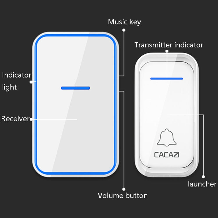 CACAZI A68-2 One to Two Wireless Remote Control Electronic Doorbell Home Smart Digital Wireless Doorbell, Style:US Plug(White) - free shipping - PMC TechLife - Order now!
