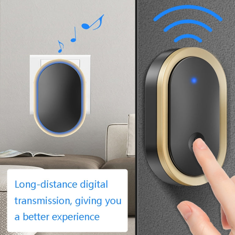 CACAZI A99 Home Smart Remote Control Doorbell Elderly Pager, Style:US Plug(Black Gold) - Wireless Doorbell by CACAZI | Online Shopping South Africa | PMC TechLife | Buy Now Pay Later Mobicred