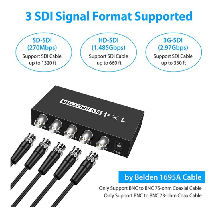 1 In 4 Out SD-SDI / HD-SDI / 3G-SDI Distribution Amplifier Video SDI Splitter(US Plug) - free shipping - PMC Jewellery - Order now!