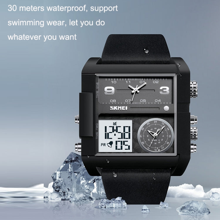 SKMEI 2021 Square Large Dial Triple Movement Men Sports Watch(Black Black Machine) - free shipping - PMC TechLife - Order now!