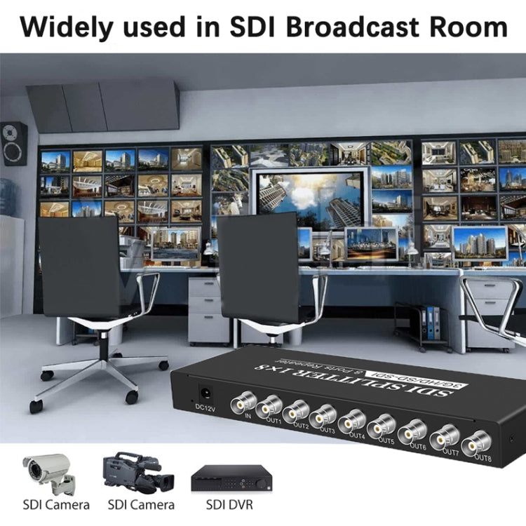 1 In 8 Out SD-SDI / HD-SDI / 3G-SDI Distribution Amplifier Video SDI Splitter(EU Plug) - Splitter by PMC Jewellery | Online Shopping South Africa | PMC Jewellery | Buy Now Pay Later Mobicred