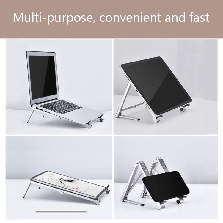 Oatsbasf 03040 Metal Mini Notebook Stand Aluminum Alloy Computer Cooling Folding Bracket(Grey) - free shipping - PMC Jewellery - Order now!