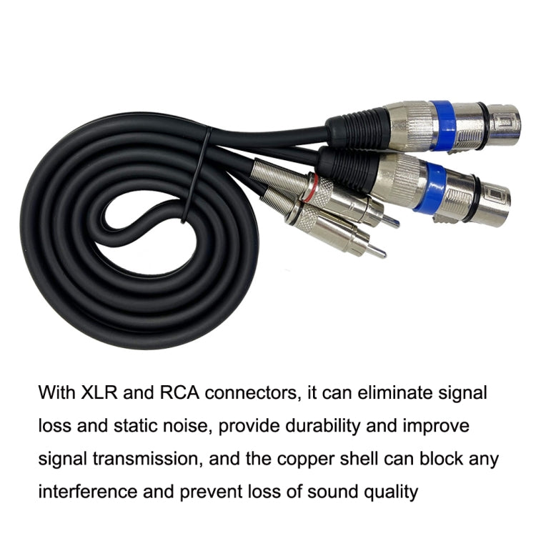 2RCA Male 2XLR Caron Female Speaker Audio Balance Cable, Length:5m - Microphone Audio Cable & Connector by PMC TechLife | Online Shopping South Africa | PMC TechLife | Buy Now Pay Later Mobicred