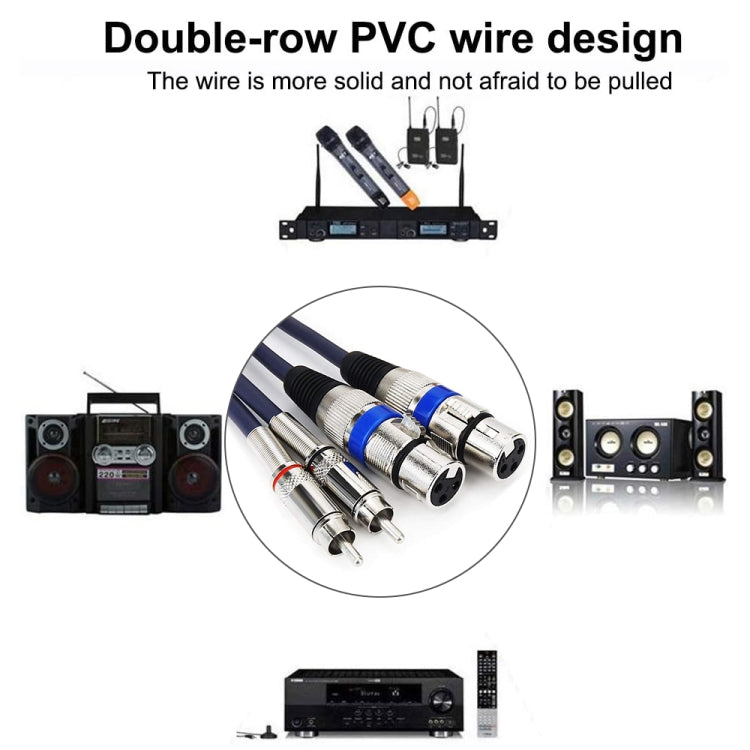 2RCA Male 2XLR Caron Female Speaker Audio Balance Cable, Length:5m - Microphone Audio Cable & Connector by PMC TechLife | Online Shopping South Africa | PMC TechLife | Buy Now Pay Later Mobicred