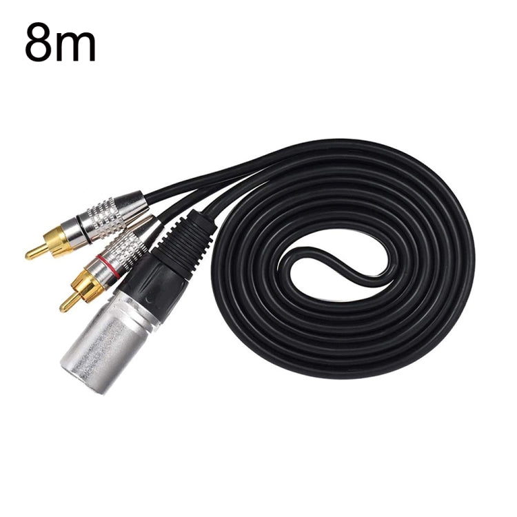 XLR Male To 2RCA Male Plug Stereo Audio Cable, Length:, Length:8m - Microphone Audio Cable & Connector by PMC TechLife | Online Shopping South Africa | PMC TechLife | Buy Now Pay Later Mobicred