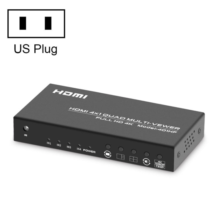 FJGEAR FJ-401HF 4 In 1 Out 4K HDMI Splitter Supports Four Screen Segmentation, Plug Type:US Plug(Black) - free shipping - PMC Jewellery - Order now!