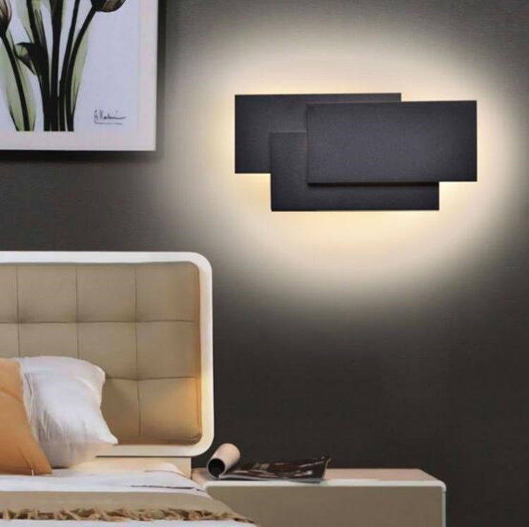 Black square 18W Creative Simple Bedroom Bedside Living Room Restaurant Hotel Study Hall Corridor Aisle Light LED Tower Stack Wall Lamp(Warm Light) - Wall Lamps by PMc TechLife | Online Shopping South Africa | PMc TechLife | Buy Now Pay Later Mobicred